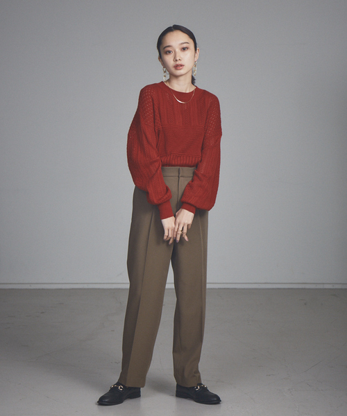 NOMINE(ノミネ)の「【展開店舗限定】透かし編みコンビニット(ニット/セーター・レディース・ブラック/ダークブラウン/レッド/ブルー/アイボリー・フリー)」の10枚目の写真