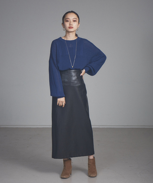 NOMINE(ノミネ)の「【展開店舗限定】透かし編みコンビニット(ニット/セーター・レディース・ブラック/ダークブラウン/レッド/ブルー/アイボリー・フリー)」の14枚目の写真