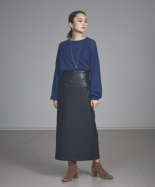 NOMINE(ノミネ)の「【展開店舗限定】透かし編みコンビニット(ニット/セーター・レディース・ブラック/ダークブラウン/レッド/ブルー/アイボリー・フリー)」の15枚目の写真