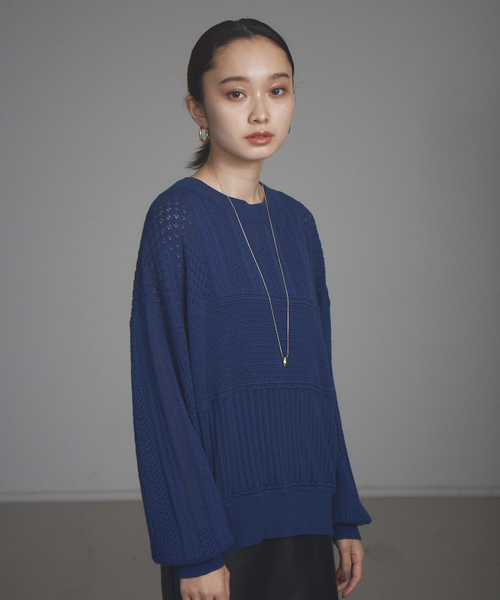 NOMINE(ノミネ)の「【展開店舗限定】透かし編みコンビニット(ニット/セーター・レディース・ブラック/ダークブラウン/レッド/ブルー/アイボリー・フリー)」の16枚目の写真