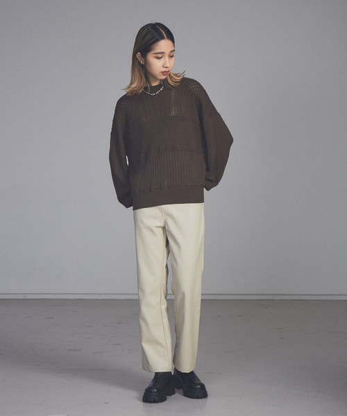 NOMINE(ノミネ)の「【展開店舗限定】透かし編みコンビニット(ニット/セーター・レディース・ブラック/ダークブラウン/レッド/ブルー/アイボリー・フリー)」の19枚目の写真