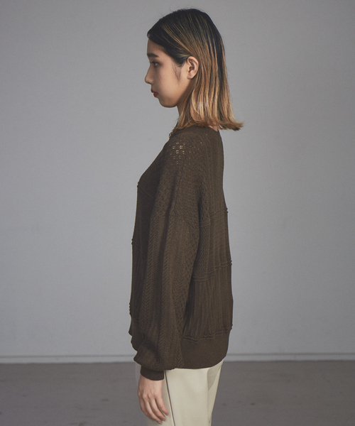 NOMINE(ノミネ)の「【展開店舗限定】透かし編みコンビニット(ニット/セーター・レディース・ブラック/ダークブラウン/レッド/ブルー/アイボリー・フリー)」の22枚目の写真