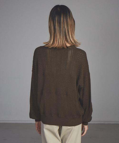 NOMINE(ノミネ)の「【展開店舗限定】透かし編みコンビニット(ニット/セーター・レディース・ブラック/ダークブラウン/レッド/ブルー/アイボリー・フリー)」の22枚目の写真