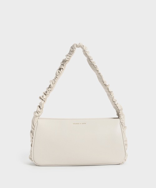 CHARLES & KEITH(チャールズ & キース)の「ライリーラッフルトリム バッグ / Riley Ruffle-Trim Bag(ハンドバッグ・レディース・ダークグリーン/ブラック/オリーブ/クリーム・M)」の3枚目の写真