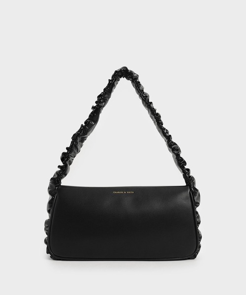 CHARLES & KEITH(チャールズ & キース)の「ライリーラッフルトリム バッグ / Riley Ruffle-Trim Bag(ハンドバッグ・レディース・ダークグリーン/ブラック/オリーブ/クリーム・M)」の2枚目の写真