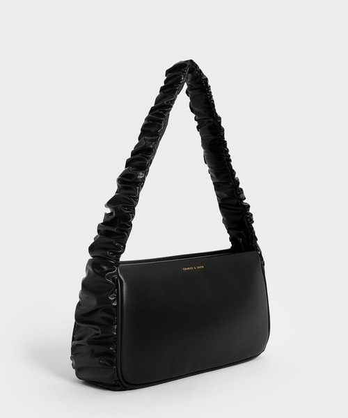 CHARLES & KEITH(チャールズ & キース)の「ライリーラッフルトリム バッグ / Riley Ruffle-Trim Bag(ハンドバッグ・レディース・ダークグリーン/ブラック/オリーブ/クリーム・M)」の9枚目の写真