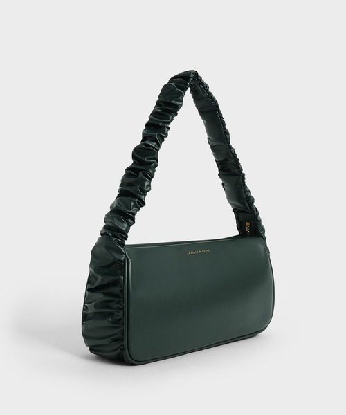 CHARLES & KEITH(チャールズ & キース)の「ライリーラッフルトリム バッグ / Riley Ruffle-Trim Bag(ハンドバッグ・レディース・ダークグリーン/ブラック/オリーブ/クリーム・M)」の10枚目の写真
