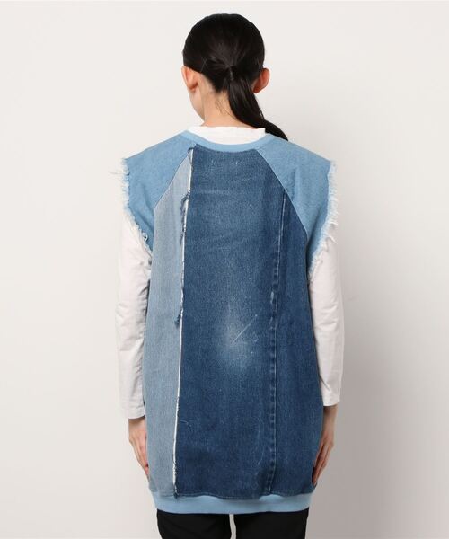 Uncut Bound（アンカットバウンド）の「ｶｯﾄﾊﾞｯｸﾃﾞﾆﾑ ﾉｰｽﾘｰﾌﾞ OP（ワンピース・レディース・ライトインディゴブルー・FREE）」の2枚目の写真