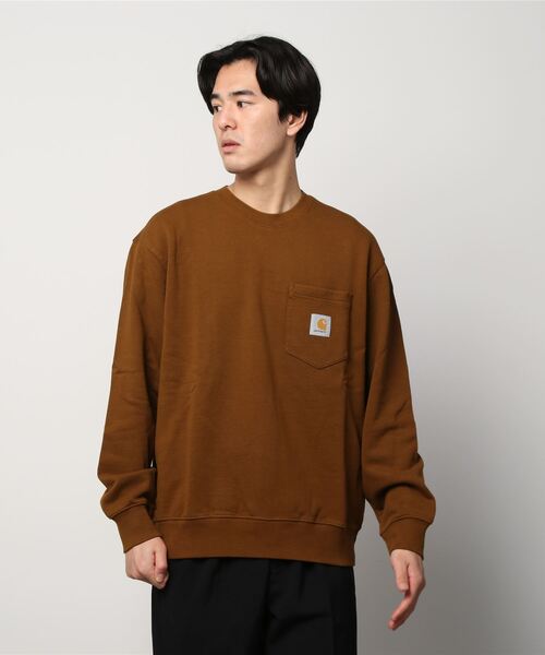 Carhartt WIP（カーハートダブリューアイピー）の「POCKET SWEATSHIRT（スウェット・メンズ・ブラック/マジェンタ/キナリ/ダークネイビー/ブラウン/サックスブルー・LARGE/MEDIUM/SMALL/X-LARGE/XX-LARGE）」の4枚目の写真