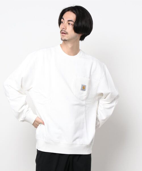Carhartt WIP（カーハートダブリューアイピー）の「POCKET SWEATSHIRT（スウェット・メンズ・ブラック/マジェンタ/キナリ/ダークネイビー/ブラウン/サックスブルー・LARGE/MEDIUM/SMALL/X-LARGE/XX-LARGE）」の2枚目の写真