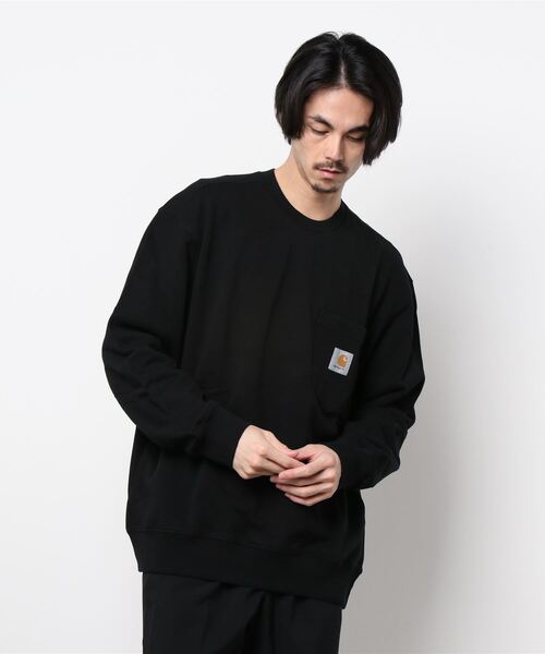 Carhartt WIP（カーハートダブリューアイピー）の「POCKET SWEATSHIRT（スウェット・メンズ・ブラック/マジェンタ/キナリ/ダークネイビー/ブラウン/サックスブルー・LARGE/MEDIUM/SMALL/X-LARGE/XX-LARGE）」の3枚目の写真