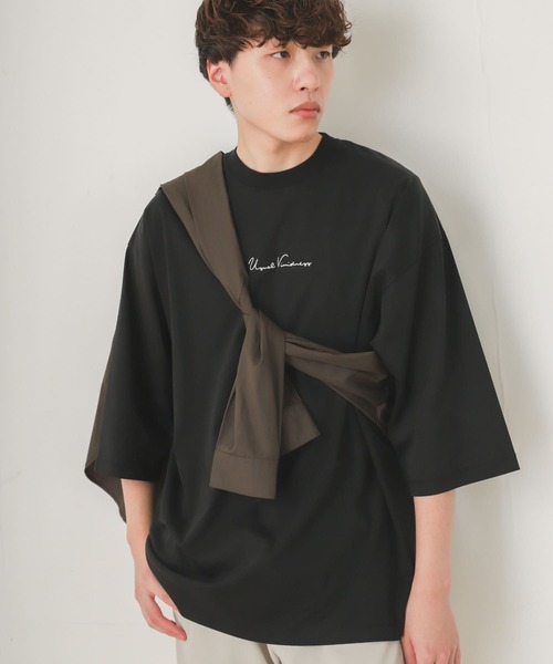 SENSE OF PLACE by URBAN RESEARCH（センスオブプレイスバイアーバンリサーチ）の「シシュウシルケットエクストラルーズTシャツ（Tシャツ/カットソー・メンズ・ブラック/ライトベージュ/ホワイト・ONE）」の5枚目の写真