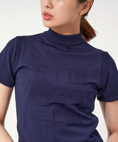 FILA(フィラ)の「【FILA GOLF/フィラゴルフ】フロントロゴ ハイネック 半袖軽量ニット Tシャツ(ニット/セーター・レディース・イエロー/ピンク/ネイビー・L/LL/M)」の10枚目の写真