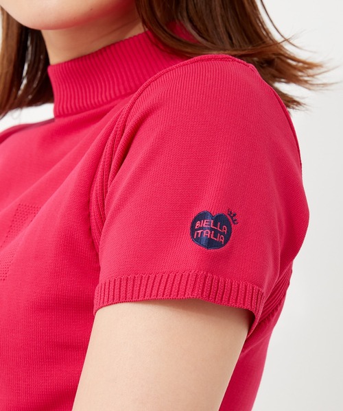 FILA(フィラ)の「【FILA GOLF/フィラゴルフ】フロントロゴ ハイネック 半袖軽量ニット Tシャツ(ニット/セーター・レディース・イエロー/ピンク/ネイビー・L/LL/M)」の18枚目の写真