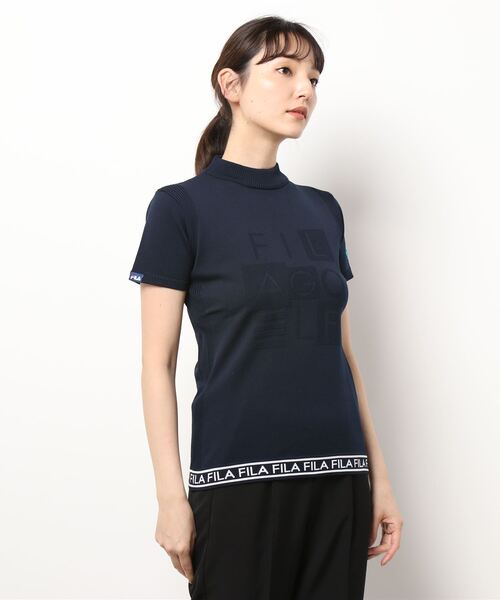FILA(フィラ)の「【FILA GOLF/フィラゴルフ】フロントロゴ ハイネック 半袖軽量ニット Tシャツ(ニット/セーター・レディース・イエロー/ピンク/ネイビー・L/LL/M)」の21枚目の写真
