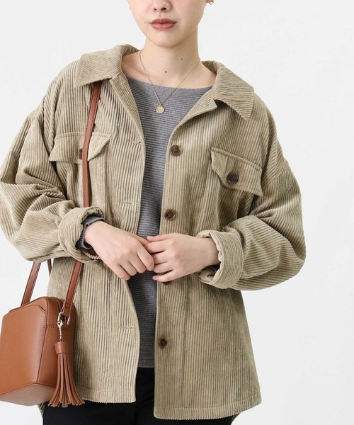 HONEYSUCKLE ROSE（ハニーサックルローズ）の「【HONEYSUCKLE ROSE】コーデュロイシャツアウター（シャツ/ブラウス・レディース・オフホワイト/ブラウン/ライトベージュ・M/L）」の13枚目の写真