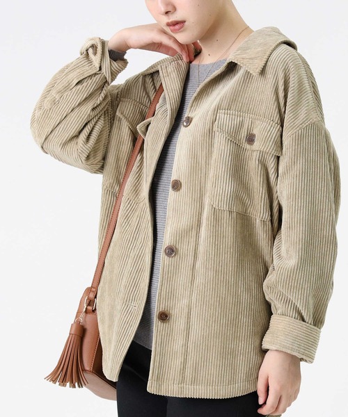 HONEYSUCKLE ROSE（ハニーサックルローズ）の「【HONEYSUCKLE ROSE】コーデュロイシャツアウター（シャツ/ブラウス・レディース・オフホワイト/ブラウン/ライトベージュ・M/L）」の15枚目の写真