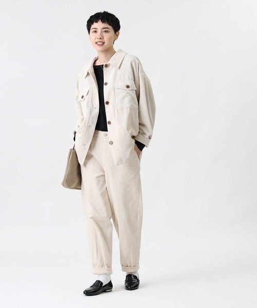 HONEYSUCKLE ROSE（ハニーサックルローズ）の「【HONEYSUCKLE ROSE】コーデュロイシャツアウター（シャツ/ブラウス・レディース・オフホワイト/ブラウン/ライトベージュ・M/L）」の7枚目の写真