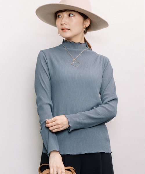 ELVENCE DEUX（エルベンスドゥ）の「シャーリングシアーＨＩＰＯ（Tシャツ/カットソー・レディース・ブラック/オフホワイト/ピンク/ブルー/モカ・FREE）」の4枚目の写真