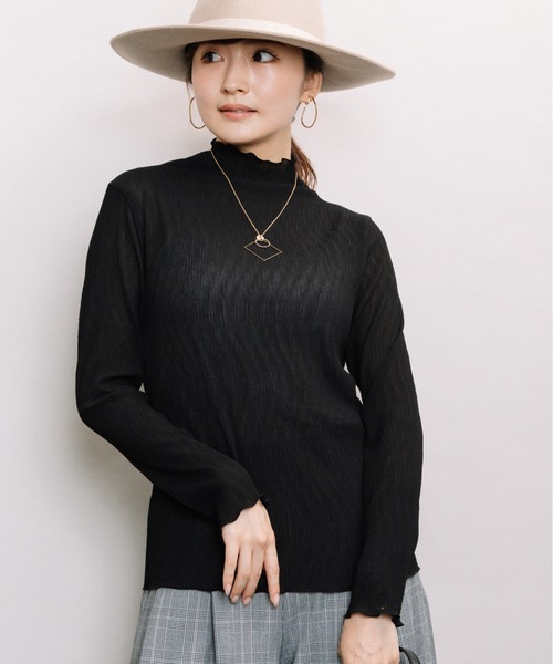 ELVENCE DEUX（エルベンスドゥ）の「シャーリングシアーＨＩＰＯ（Tシャツ/カットソー・レディース・ブラック/オフホワイト/ピンク/ブルー/モカ・FREE）」の3枚目の写真