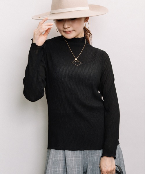 ELVENCE DEUX（エルベンスドゥ）の「シャーリングシアーＨＩＰＯ（Tシャツ/カットソー・レディース・ブラック/オフホワイト/ピンク/ブルー/モカ・FREE）」の8枚目の写真