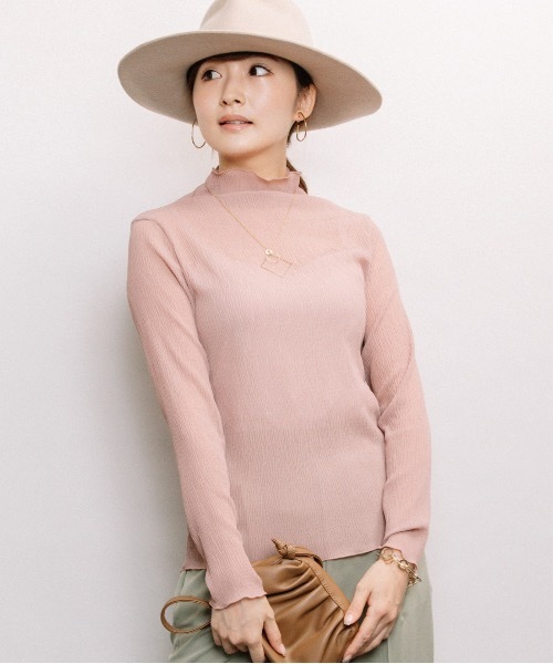 ELVENCE DEUX（エルベンスドゥ）の「シャーリングシアーＨＩＰＯ（Tシャツ/カットソー・レディース・ブラック/オフホワイト/ピンク/ブルー/モカ・FREE）」の12枚目の写真