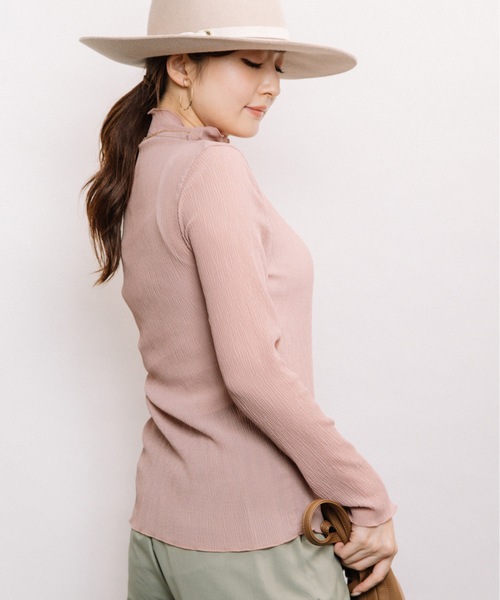 ELVENCE DEUX（エルベンスドゥ）の「シャーリングシアーＨＩＰＯ（Tシャツ/カットソー・レディース・ブラック/オフホワイト/ピンク/ブルー/モカ・FREE）」の14枚目の写真