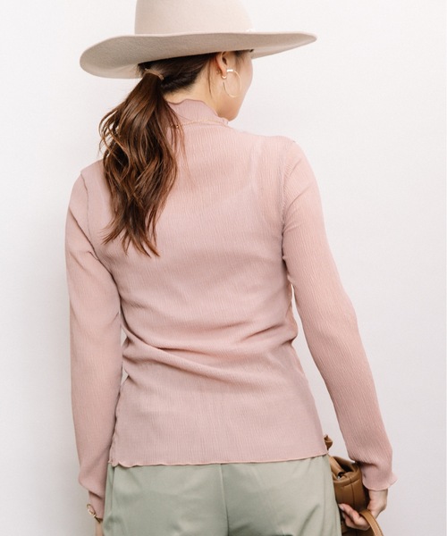 ELVENCE DEUX（エルベンスドゥ）の「シャーリングシアーＨＩＰＯ（Tシャツ/カットソー・レディース・ブラック/オフホワイト/ピンク/ブルー/モカ・FREE）」の15枚目の写真