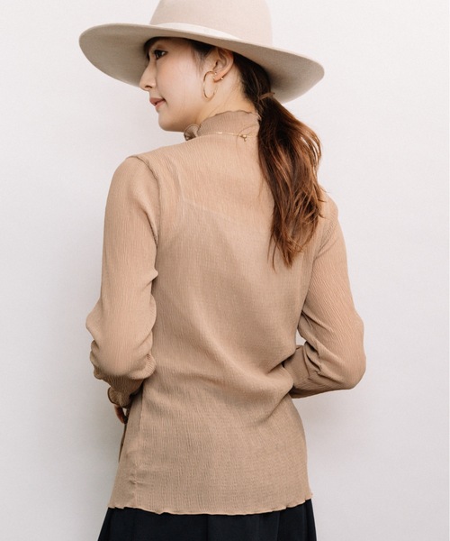 ELVENCE DEUX（エルベンスドゥ）の「シャーリングシアーＨＩＰＯ（Tシャツ/カットソー・レディース・ブラック/オフホワイト/ピンク/ブルー/モカ・FREE）」の18枚目の写真