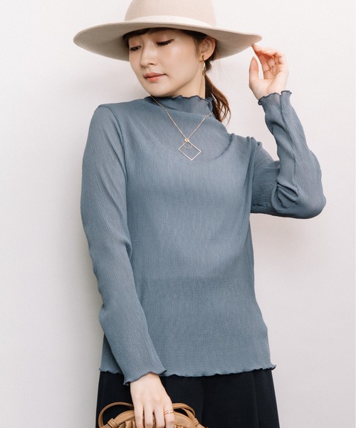 ELVENCE DEUX（エルベンスドゥ）の「シャーリングシアーＨＩＰＯ（Tシャツ/カットソー・レディース・ブラック/オフホワイト/ピンク/ブルー/モカ・FREE）」の20枚目の写真