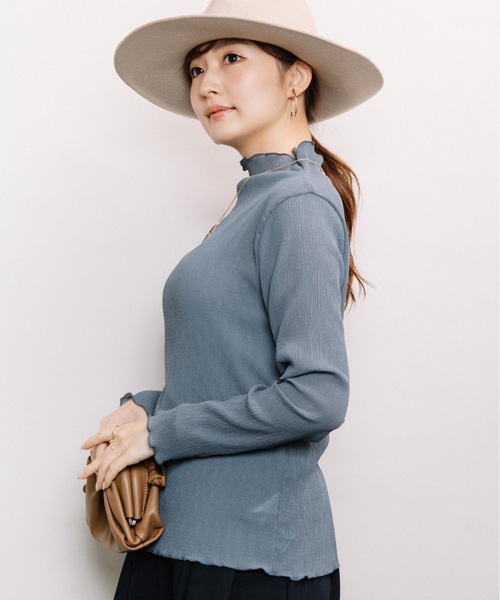 ELVENCE DEUX（エルベンスドゥ）の「シャーリングシアーＨＩＰＯ（Tシャツ/カットソー・レディース・ブラック/オフホワイト/ピンク/ブルー/モカ・FREE）」の21枚目の写真