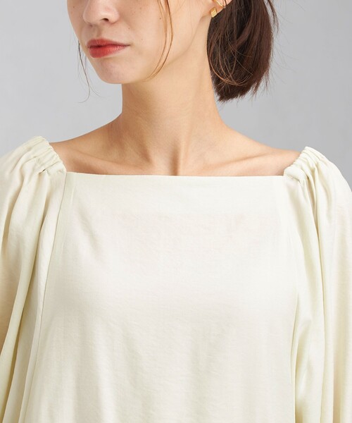 OUTERSUNSET（アウターサンセット）の「【別注】＜OUTERSUNSET life × green label relaxing＞スクエア ネック ブラウス（シャツ/ブラウス・レディース・ブラック/ナチュラル・FREE）」の3枚目の写真