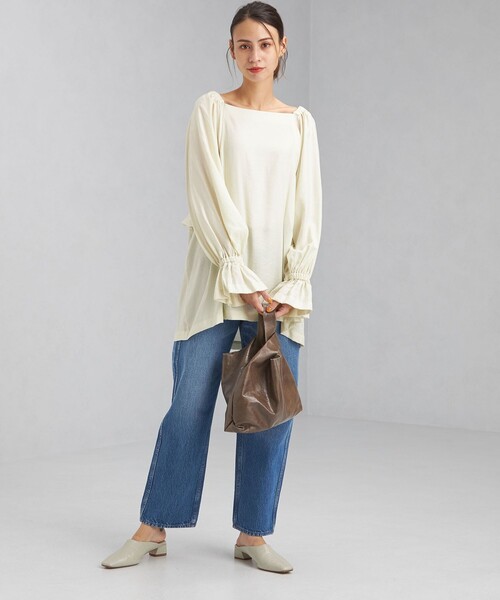 OUTERSUNSET（アウターサンセット）の「【別注】＜OUTERSUNSET life × green label relaxing＞スクエア ネック ブラウス（シャツ/ブラウス・レディース・ブラック/ナチュラル・FREE）」の14枚目の写真