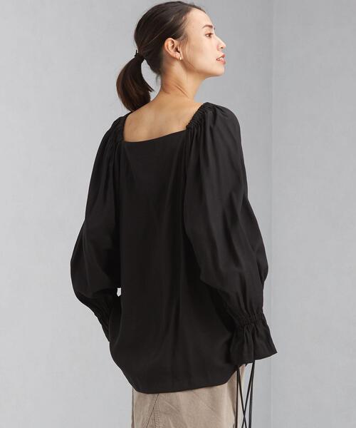 OUTERSUNSET（アウターサンセット）の「【別注】＜OUTERSUNSET life × green label relaxing＞スクエア ネック ブラウス（シャツ/ブラウス・レディース・ブラック/ナチュラル・FREE）」の12枚目の写真