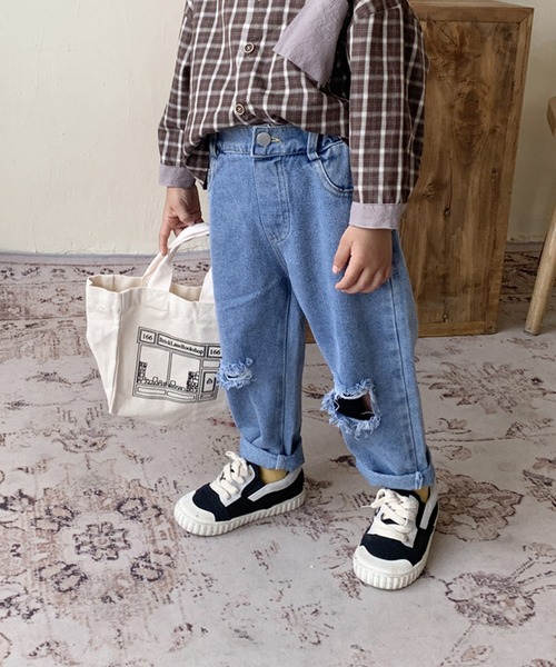 aimoha(アイモハ)の「【aimoha-KIDS-】【新作】韓国子供服 ダメージ デニムパンツ(デニムパンツ・キッズ・ブルー・110/80/100/130/90/120)」の12枚目の写真