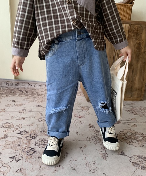aimoha(アイモハ)の「【aimoha-KIDS-】【新作】韓国子供服 ダメージ デニムパンツ(デニムパンツ・キッズ・ブルー・110/80/100/130/90/120)」の7枚目の写真