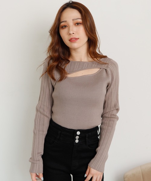 LIPSERVICE(リップサービス)の「アシメカッティング2WAYニット(ニット/セーター・レディース・ホワイト/ブラック/グレー系その他・FREE)」の3枚目の写真