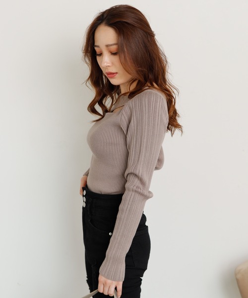 LIPSERVICE(リップサービス)の「アシメカッティング2WAYニット(ニット/セーター・レディース・ホワイト/ブラック/グレー系その他・FREE)」の7枚目の写真