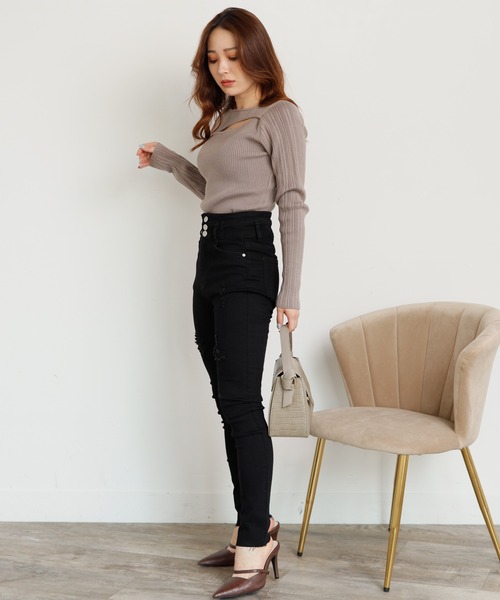 LIPSERVICE(リップサービス)の「アシメカッティング2WAYニット(ニット/セーター・レディース・ホワイト/ブラック/グレー系その他・FREE)」の10枚目の写真