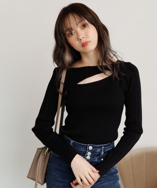 LIPSERVICE(リップサービス)の「アシメカッティング2WAYニット(ニット/セーター・レディース・ホワイト/ブラック/グレー系その他・FREE)」の11枚目の写真