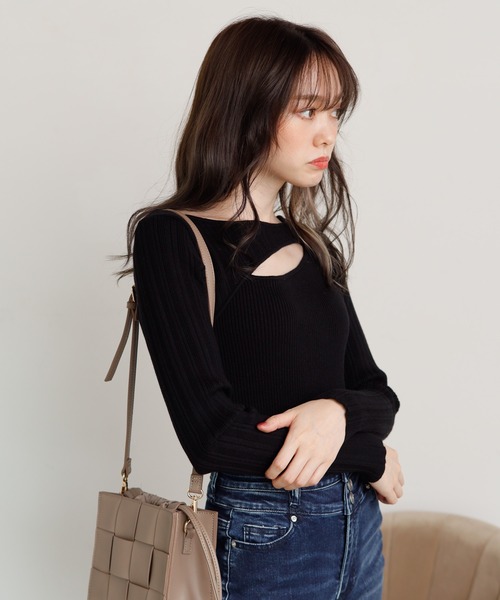 LIPSERVICE(リップサービス)の「アシメカッティング2WAYニット(ニット/セーター・レディース・ホワイト/ブラック/グレー系その他・FREE)」の12枚目の写真