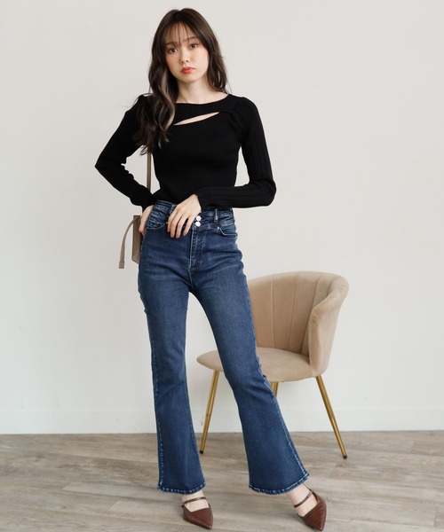 LIPSERVICE(リップサービス)の「アシメカッティング2WAYニット(ニット/セーター・レディース・ホワイト/ブラック/グレー系その他・FREE)」の13枚目の写真