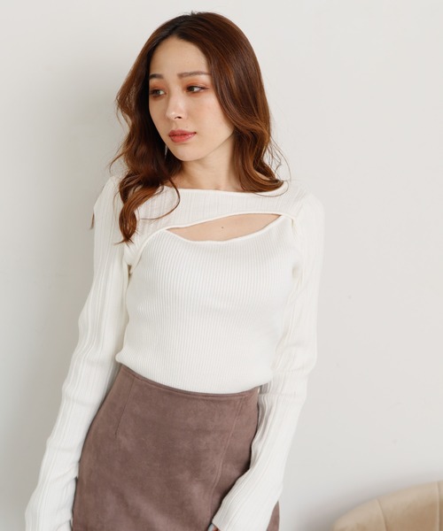 LIPSERVICE(リップサービス)の「アシメカッティング2WAYニット(ニット/セーター・レディース・ホワイト/ブラック/グレー系その他・FREE)」の17枚目の写真