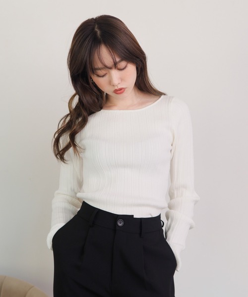 LIPSERVICE(リップサービス)の「アシメカッティング2WAYニット(ニット/セーター・レディース・ホワイト/ブラック/グレー系その他・FREE)」の15枚目の写真