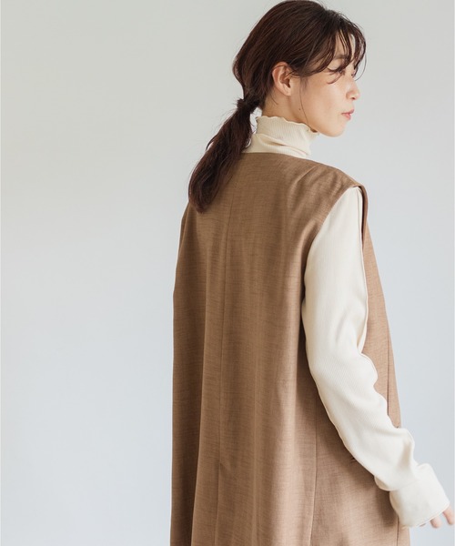 Kastane（カスタネ）の「【WEB限定カラーあり】テレコメロウハイネックロンT（Tシャツ/カットソー・レディース・オフホワイト/オレンジ/パープル/ブラウン/グリーン/ブラック・FREE）」の22枚目の写真