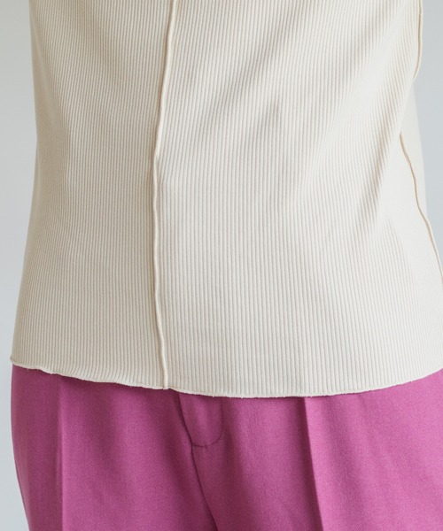 Kastane（カスタネ）の「【WEB限定カラーあり】テレコメロウハイネックロンT（Tシャツ/カットソー・レディース・オフホワイト/オレンジ/パープル/ブラウン/グリーン/ブラック・FREE）」の8枚目の写真