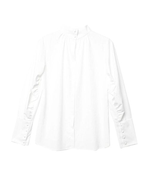 ELENDEEK（エレンディーク）の「シルキーハイネックロングカフスブラウス（シャツ/ブラウス・レディース・オフホワイト/ブラック/ラベンダー・FREE）」の4枚目の写真