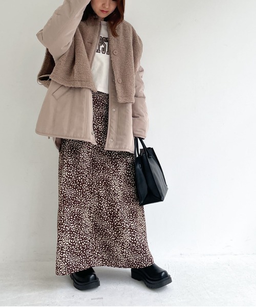 archives（アルシーヴ）の「中綿キルトコート＆ボアベストセット（ノーカラーコート・レディース・アイボリー/グレー/ベージュ・MEDIUM）」の8枚目の写真