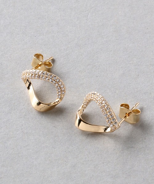 Manon's Selection(マノンズセレクション)の「ハーフストーンツイストキャッチピアス(ピアス(両耳用)・レディース・シルバー/ゴールド・ONE SIZE)」の3枚目の写真