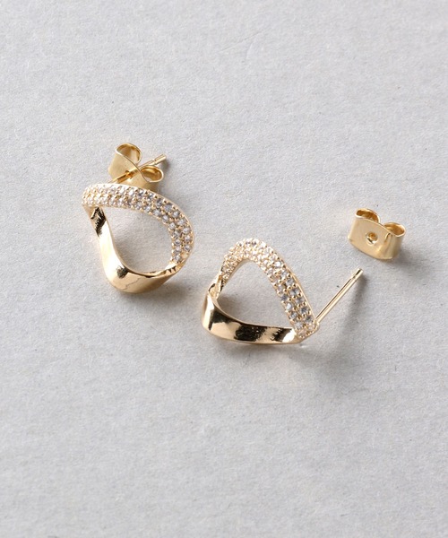 Manon's Selection(マノンズセレクション)の「ハーフストーンツイストキャッチピアス(ピアス(両耳用)・レディース・シルバー/ゴールド・ONE SIZE)」の4枚目の写真